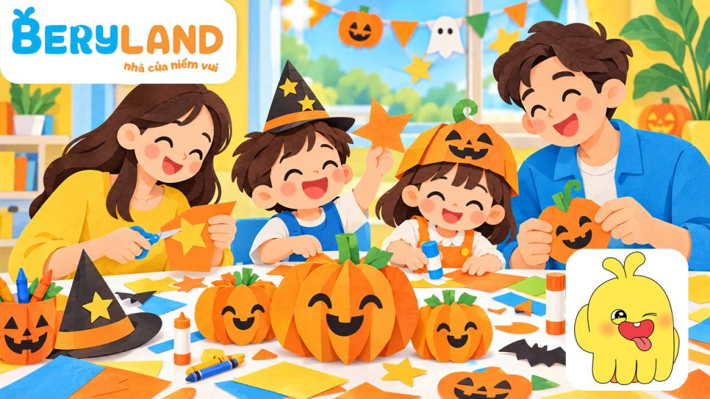 Halloween gia đình cho bé với bí ngô giấy, hoạt động thủ công và Bery nguyên bản