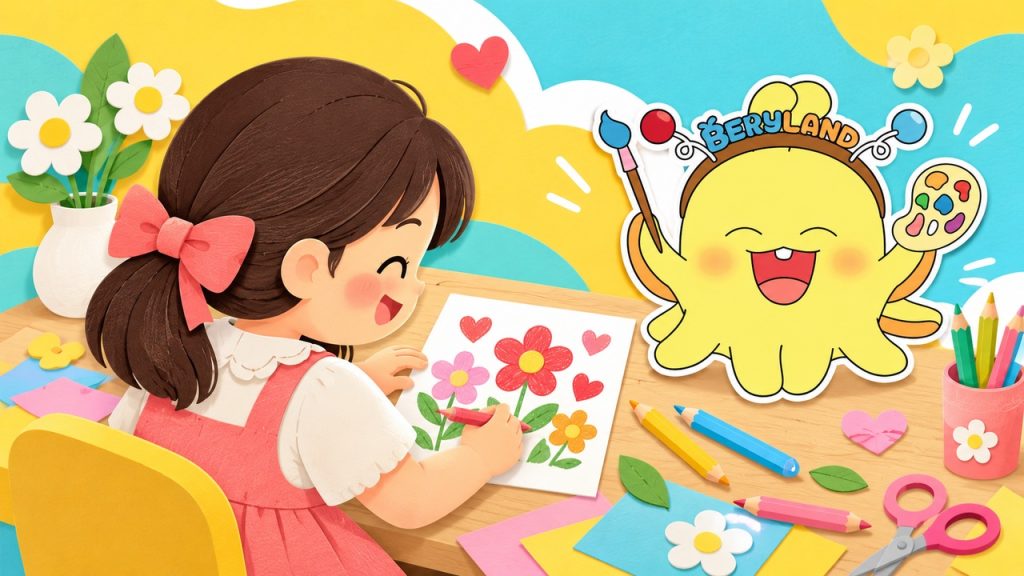 Bé làm thiệp cảm ơn cô giáo ngày 20/10 cùng Bery.