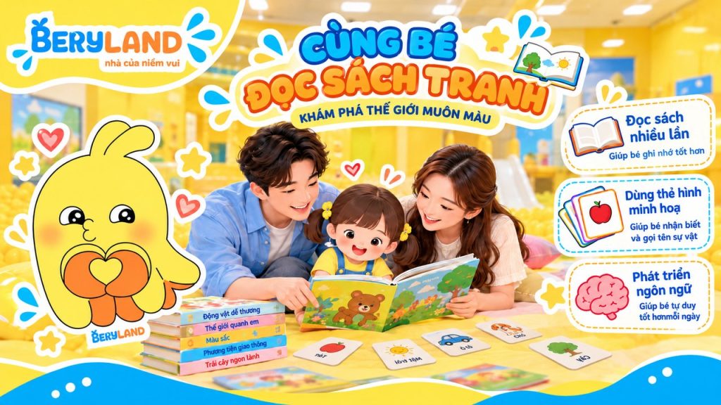 Bé chơi lặp lại hoạt động yêu thích cùng gia đình, minh họa Beryland