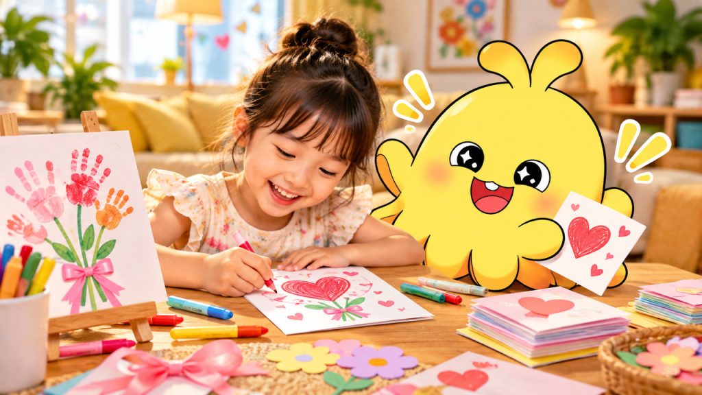 Bé tự làm thiệp và tranh dấu tay tặng mẹ ngày 20/10 cùng Bery