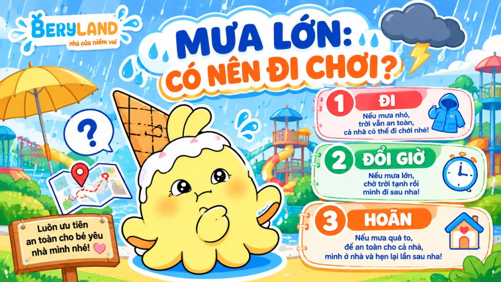 Bery hướng dẫn quyết định hoãn chuyến đi chơi cùng bé khi TP.HCM mưa lớn
